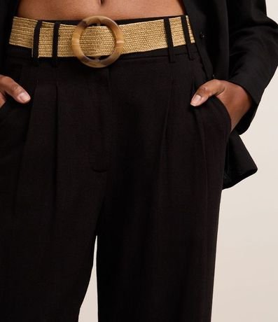 Pantalón Wide Leg en Viscolino con Tiro Alto y Pliegues 4