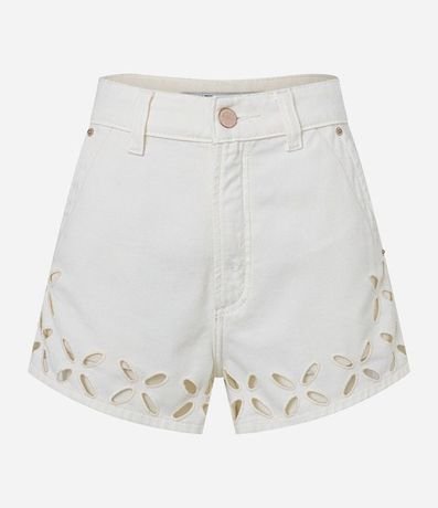 Short Cintura Alta con Sarga con Bordado Richelieu 5