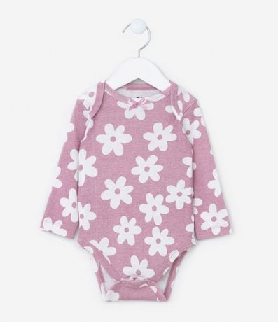 Body Infantil en Suedine con Estampa Floral - Talle 0 a 18 meses