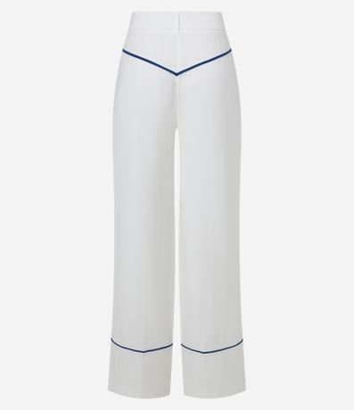Pantalón Wide Leg y Viscosa con Detalles de Bies Contrastante 7