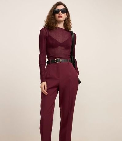 Pantalón Carrot Sastrería con Cinturón Hebilla en Material Sintético 2