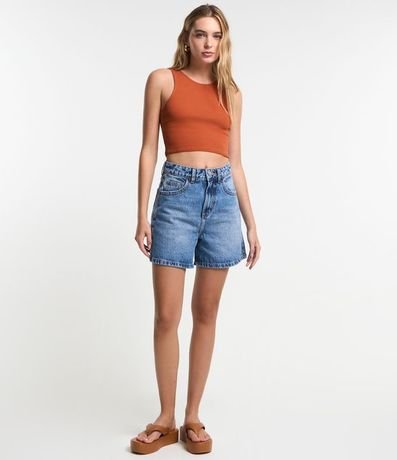 Blusa Cropped sin Mangas en Algodón Acanalado 2