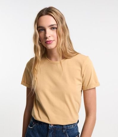 Remera en Media Malla con Manga Corta Doblada