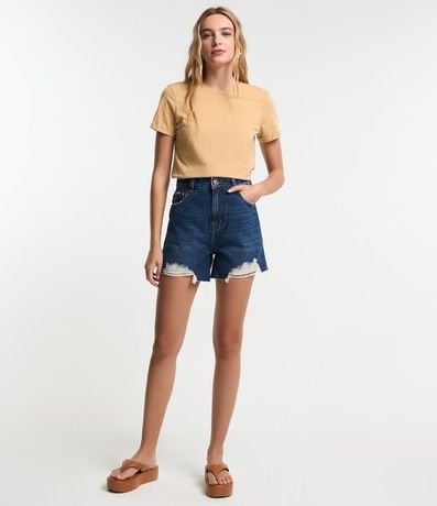 Remera en Media Malla con Manga Corta Doblada 2