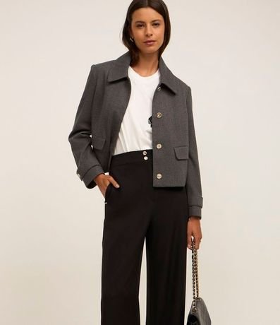 Pantalón Wide Leg Sastrería Tiro Alto con Botones Dobles 2