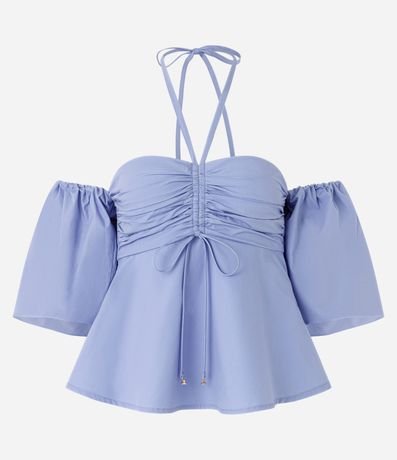 Blusa Hombro a Hombro en Tricolina con Lazo 6