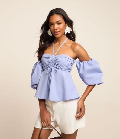 Blusa Hombro a Hombro en Tricolina con Lazo 1