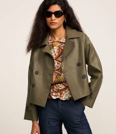 Trench Coat en PU con Abertura Doble