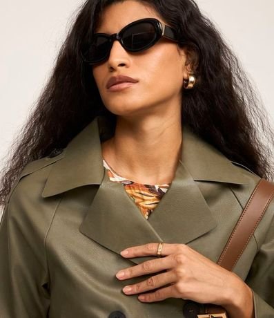 Trench Coat en PU con Abertura Doble 4