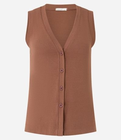 Blusa Chaleco en Rib con Abotonado Delantero 5