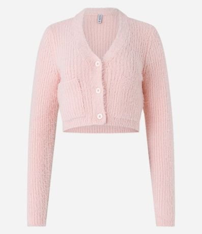 Cardigan Cropped en Punto con Pelito y Bolsillos 4