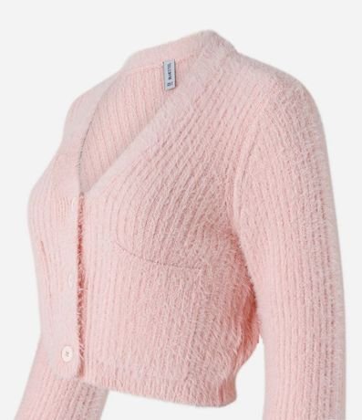 Cardigan Cropped en Punto con Pelito y Bolsillos 6