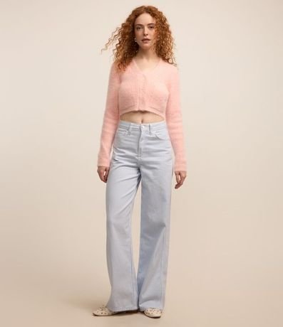 Cardigan Cropped en Punto con Pelito y Bolsillos 2