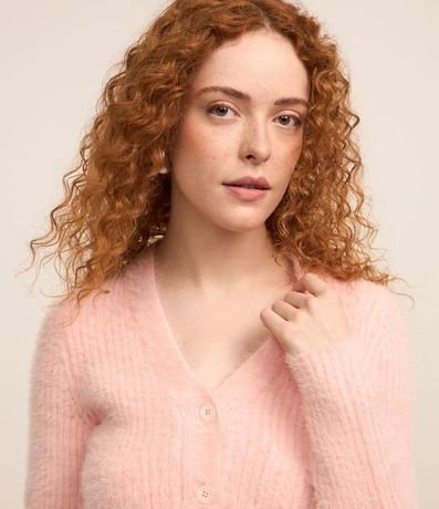 Cardigan Cropped en Punto con Pelito y Bolsillos 3