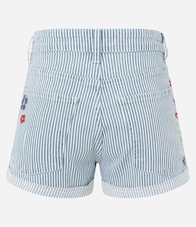 Short en Jeans Rayado con Bordado Floral y Bajo Plegado 7