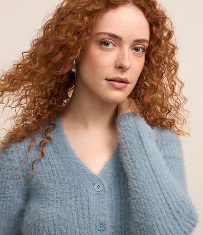 Cardigan Cropped en Punto con Pelito y Bolsillos 3