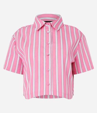 Camisa Manga corta en Tricolina con Estampa de Rayas 5