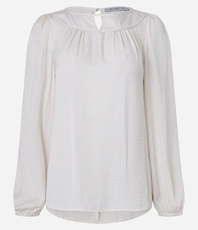 Blusa Satinada con Detalle de Gota Delantero 5