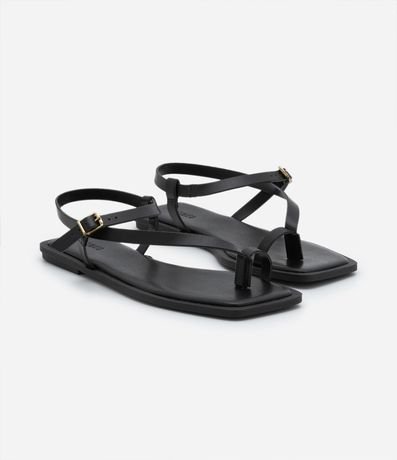 Sandalia Plana en PU con Puntera Cuadrada y Hebilla 2