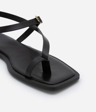 Sandalia Plana en PU con Puntera Cuadrada y Hebilla 4