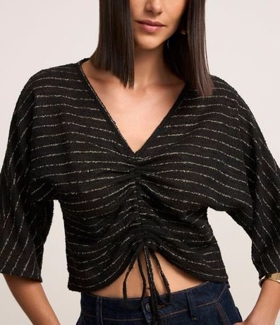 Blusa Tela Satinada con Escote Drapeado y Breteles Finos 3