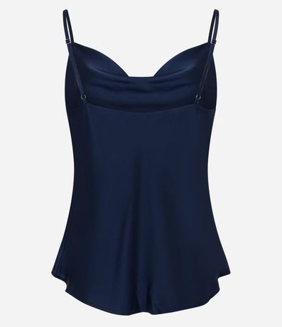 Blusa Tela Satinada con Escote Drapeado y Breteles Finos 6