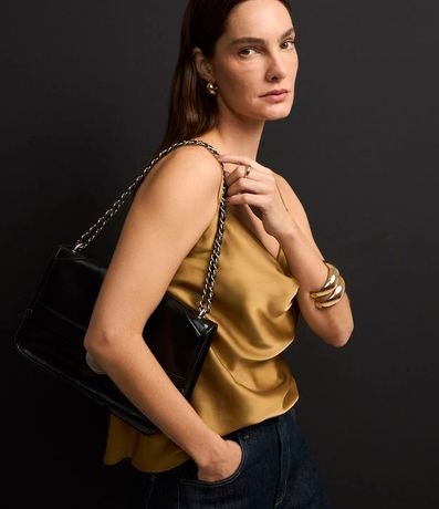 Blusa Tela Satinada con Escote Drapeado y Breteles Finos 6