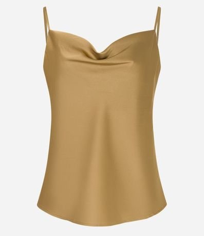 Blusa Tela Satinada con Escote Drapeado y Breteles Finos 7