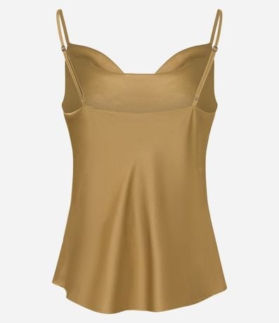 Blusa Tela Satinada con Escote Drapeado y Breteles Finos 8