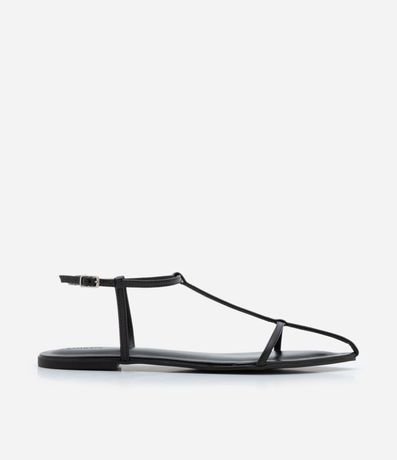 Sandalia Plana con Tiras Finas y Punta de Hojas