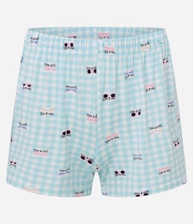 Pijama Short en Rib con Bretel Fino y Estampa Gatitos de Lentes 7