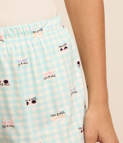 Pijama Short en Rib con Bretel Fino y Estampa Gatitos de Lentes 4