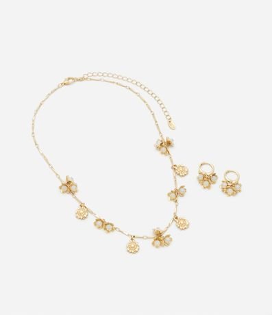 Conjunto Collar y Caravana con Colgantes de Flor 2