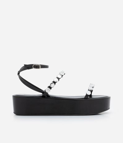 Sandalia Flatform con Tira y Tachas Aplicadas