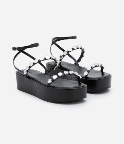 Sandalia Flatform con Tira y Tachas Aplicadas 2