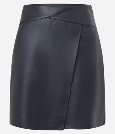 Pollera en PU con Traspase Delantero y Cierre en Cremallera 5