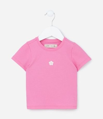 Blusa Infantil Acanalada con Bordado de Flor - Talle 1 a 5 años