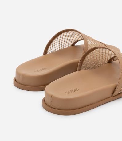 Sandália Rasteira Slide com Tela e Strass Aplicados 3