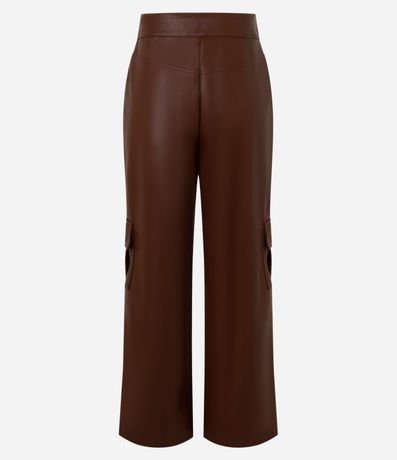 Pantalón Recto en PU con Bolsillos Cargo 8