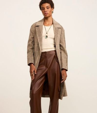 Pantalón Recto en PU con Bolsillos Cargo 5