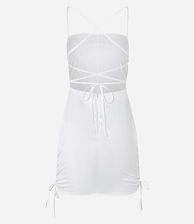 Vestido Corto en Tela Satinada con Fruncido Lateral 6