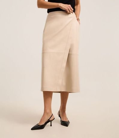 Pollera Reta Midi en PU con Traspase Sobre 4