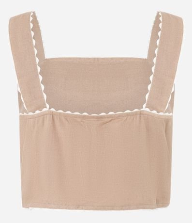 Blusa Cropped sin Manga en Viscolino con Flores Bordadas 8