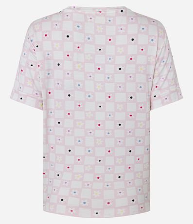 Blusa de Pijama en Viscosa con Estampa Floral de Cuadros 6