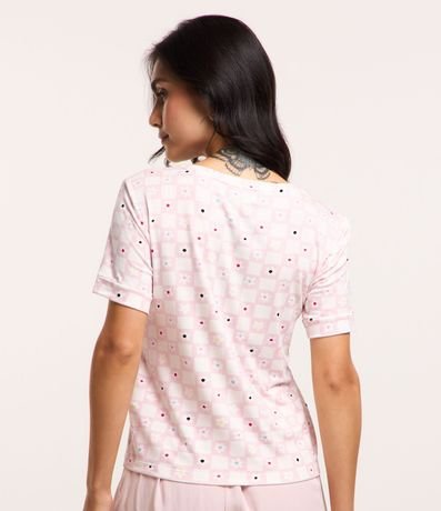 Blusa de Pijama en Viscosa con Estampa Floral de Cuadros 3