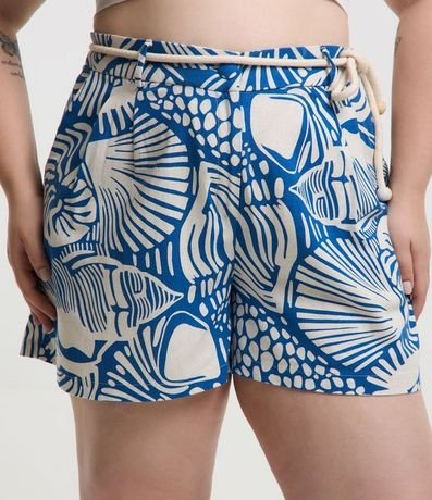 Short en Viscosa y Lino con Estampa Abstracta y Cinturón Cuerda Curve & Plus Size 2