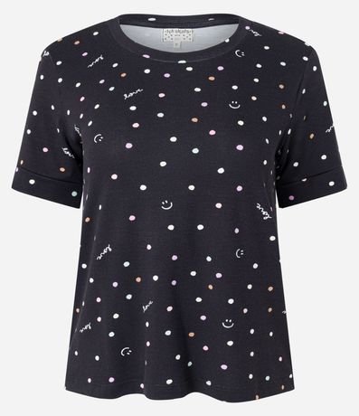 Blusa de Pijama en Viscosa con Estampa de Lunares 5