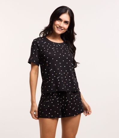 Blusa de Pijama en Viscosa con Estampa de Lunares 2