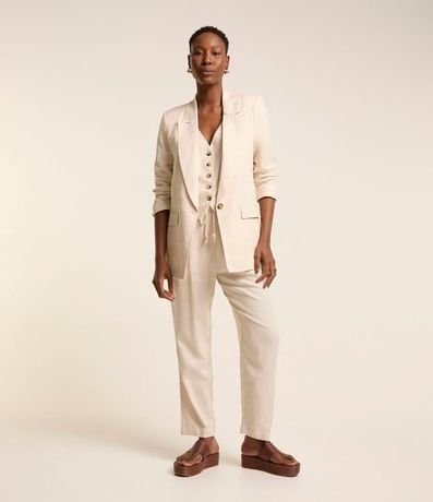 Blazer en Viscolino con Lapelas y Botón Único 3