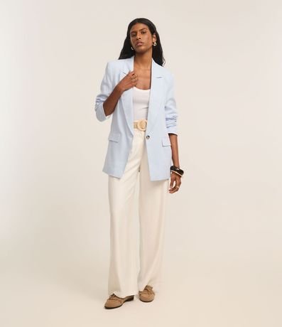 Blazer en Viscolino con Lapelas y Botón Único 3